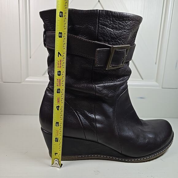 Eric Michael Womens Brown Leather Wedge Booties Handmade In Spain EU 40, US 9 - Picture 10 of 10